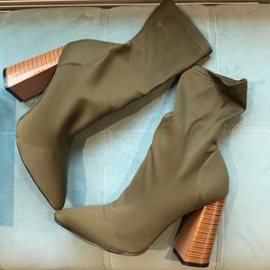 EGO Lycra khaki green bootie Brand New never worn